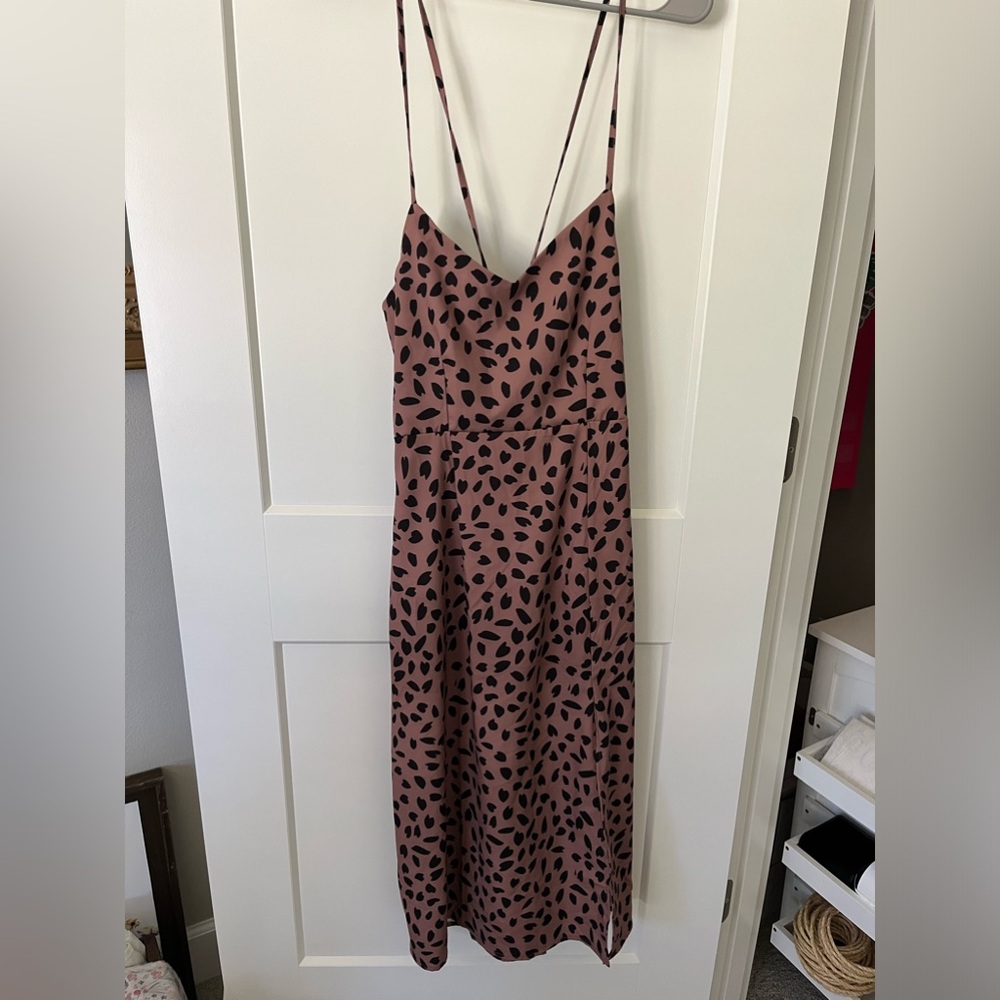 Women's Strappy Dress Backless Allover Print Slit Thigh Lace Up Cami Dress